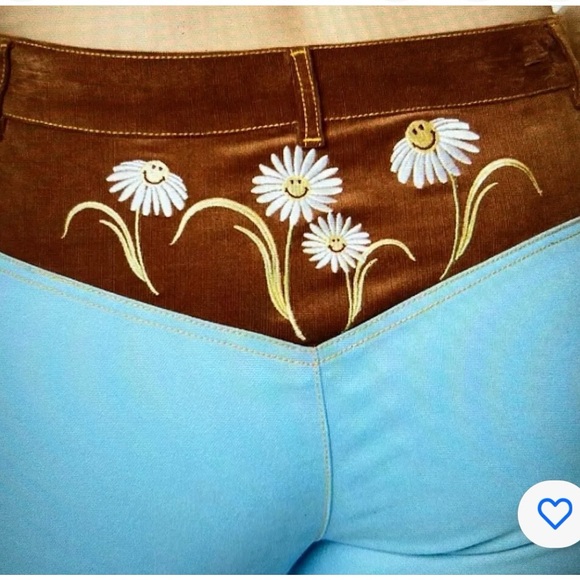 Unique vintage smiley boho jeans/pants sz 27 - Picture 7 of 8